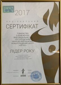 Диплом Лидер року 2017